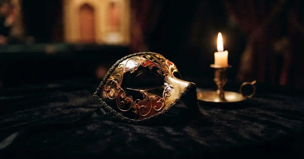 En venetiansk mask på svart sammet, ljuslågan speglas i dess blanka yta — casinon utan bankid i sverige